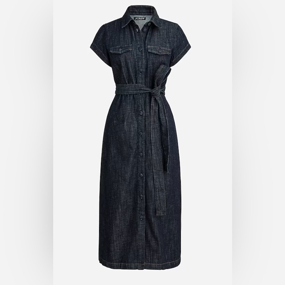 J. Crew Dark Blue Midi Denim Dress